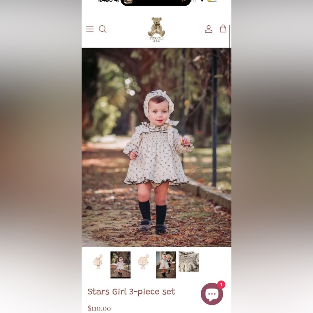 Piccoli & Co Stars Toddler Dress and Bonnet 18m